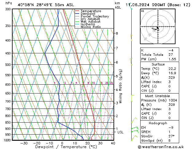Model temps GFS Sa 11.06.2024 00 UTC