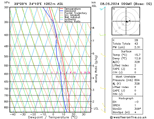 Model temps GFS Cts 08.06.2024 00 UTC
