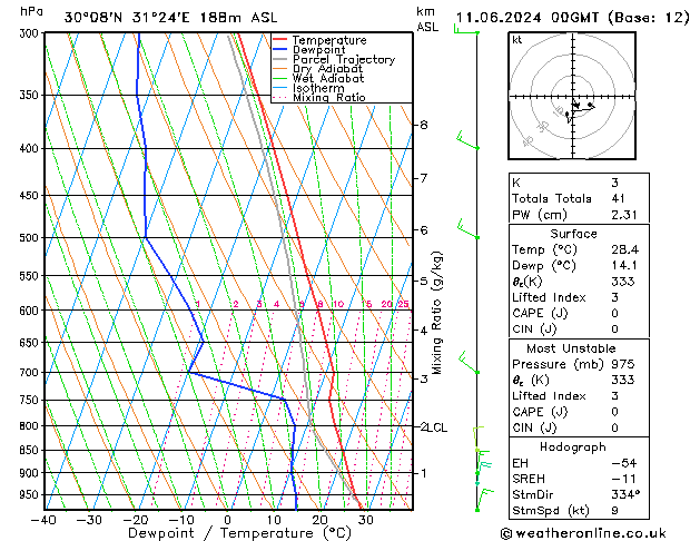 Model temps GFS di 11.06.2024 00 UTC