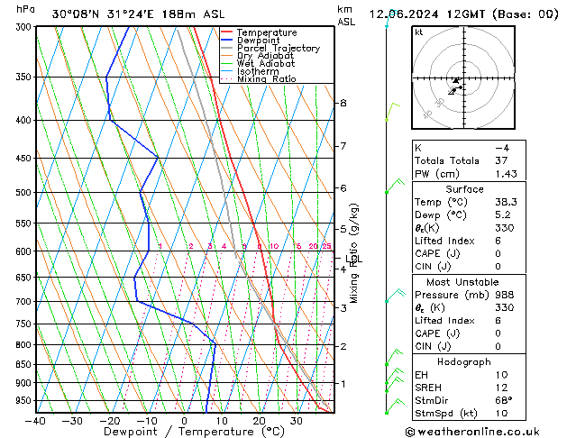 Model temps GFS wo 12.06.2024 12 UTC