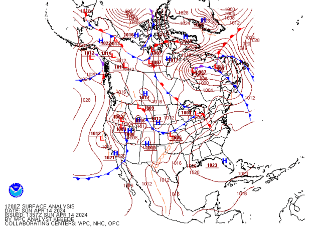 NCEP Fronts Su 14.04.2024 12 UTC