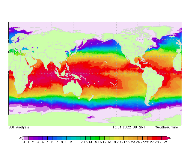 World SST Sa 15.01.2022 00 UTC
