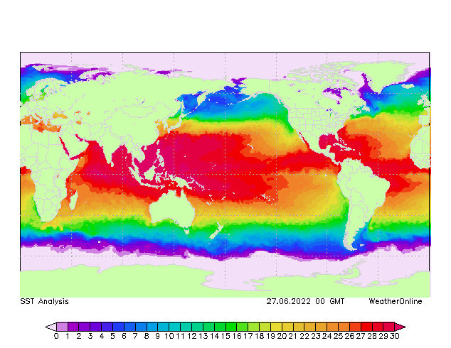 World SST Mo 27.06.2022 00 UTC