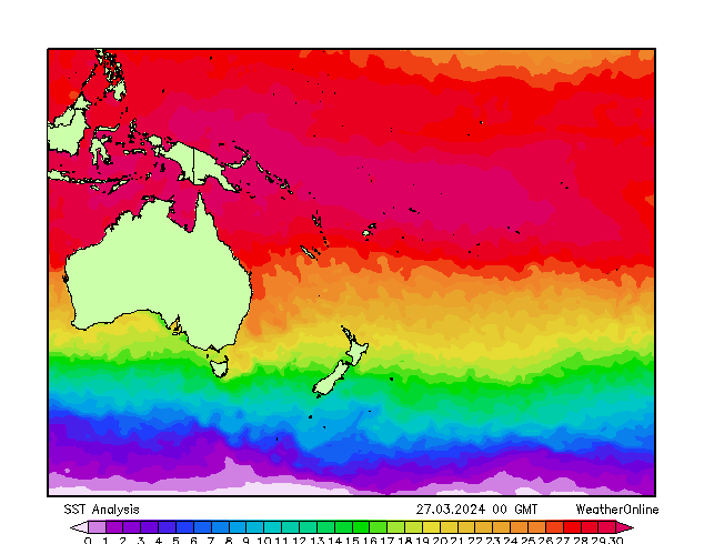 Pacífico SST Qua 27.03.2024 00 UTC