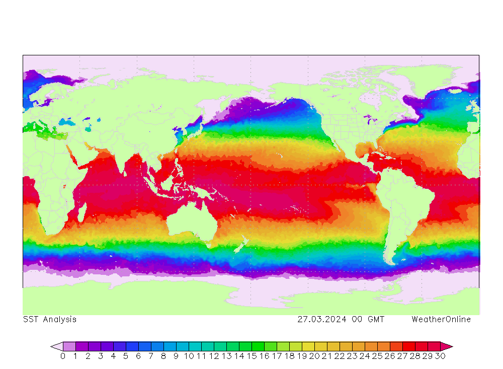 Dünya SST Çar 27.03.2024 00 UTC