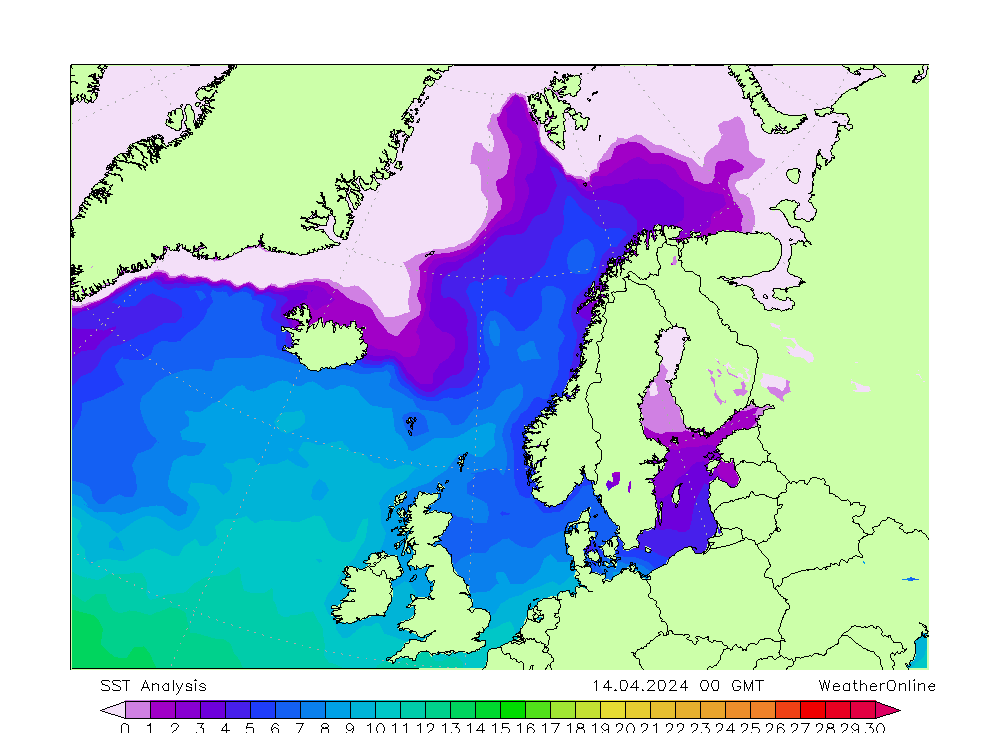 Atlantic North SST Paz 14.04.2024 00 UTC