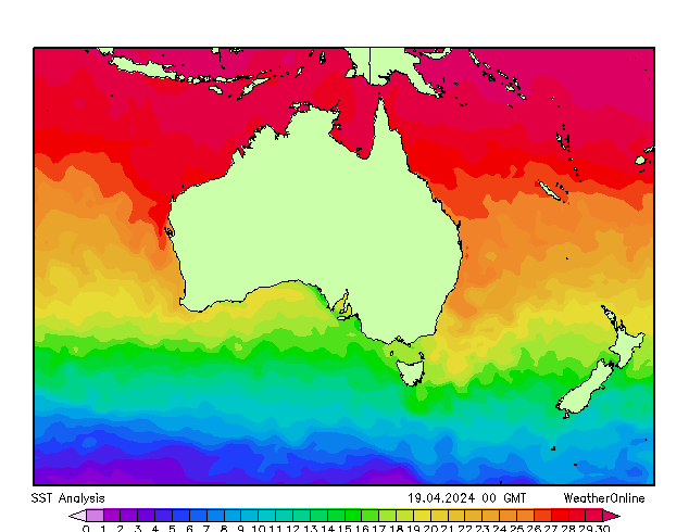 Australia SST Fr 19.04.2024 00 UTC