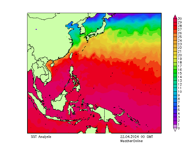 Pasifik SST Pzt 22.04.2024 00 UTC