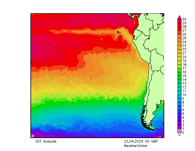 Pasifik SST Sa 23.04.2024 00 UTC