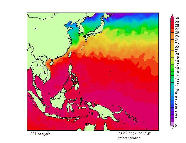 Pacífico SST Ter 23.04.2024 00 UTC