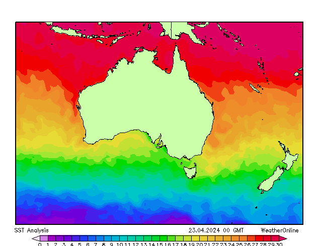 Австралия SST вт 23.04.2024 00 UTC
