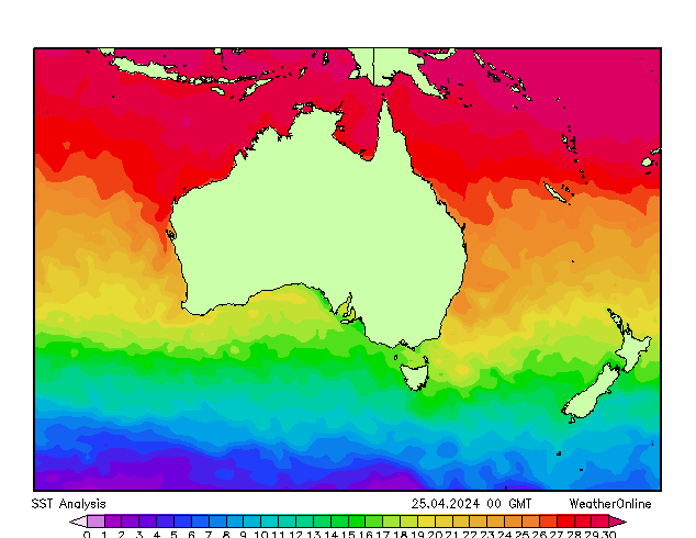 Australia SST jue 25.04.2024 00 UTC