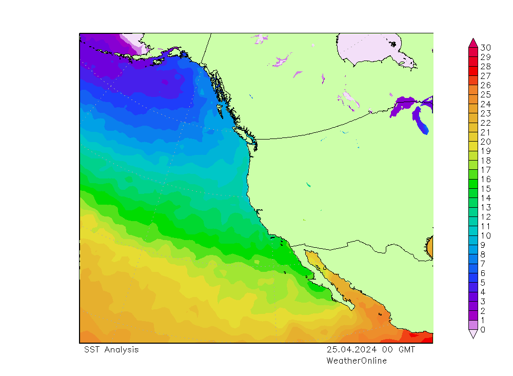 Pacific SST Th 25.04.2024 00 UTC