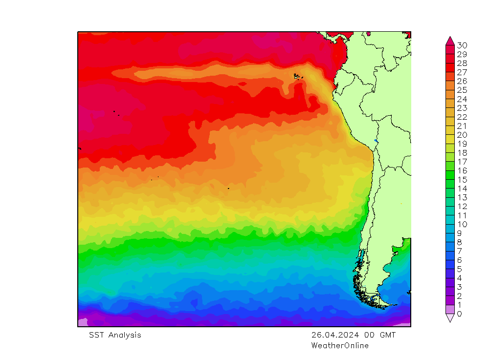 Pacifique SST ven 26.04.2024 00 UTC