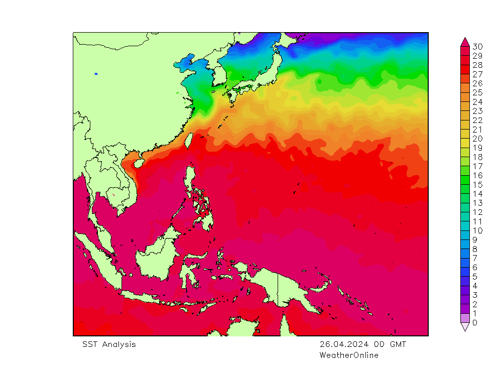 Pacifico SST ven 26.04.2024 00 UTC