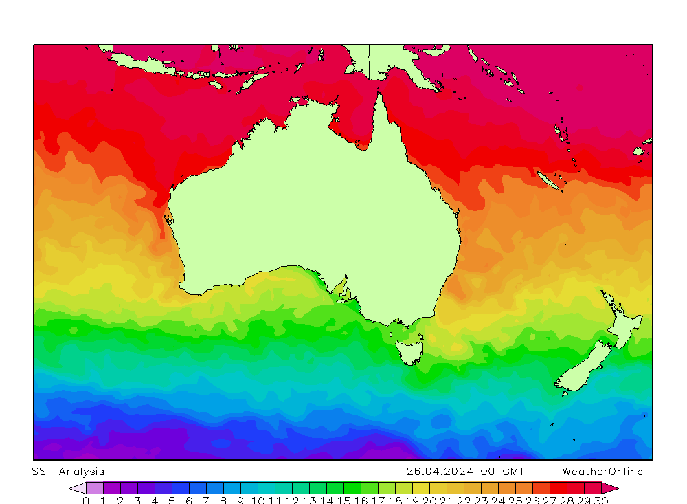 Australie SST ven 26.04.2024 00 UTC