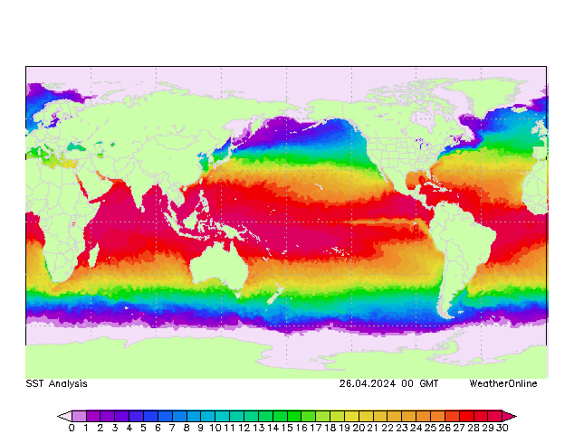 Mondo SST ven 26.04.2024 00 UTC