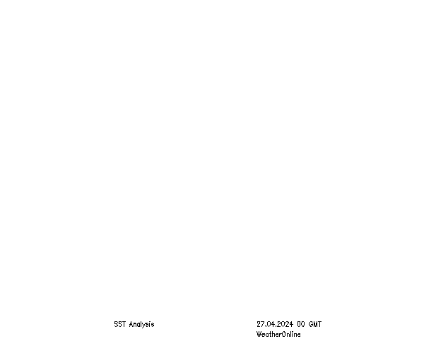 Oceano Atlântico SST Sáb 27.04.2024 00 UTC