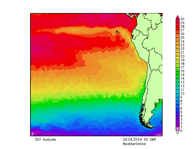 Тихий Океан SST пн 29.04.2024 00 UTC
