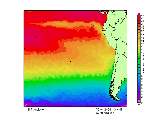 Pacyfik SST wto. 30.04.2024 00 UTC