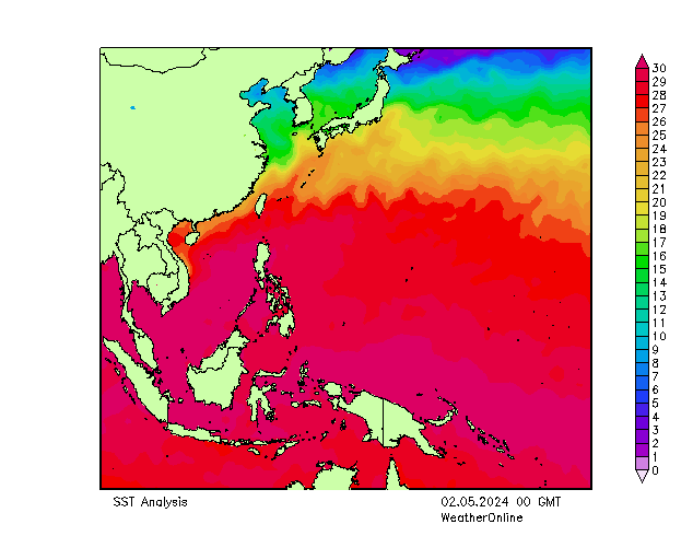 Pasifik SST Per 02.05.2024 00 UTC