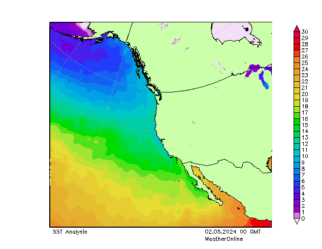 Pacific SST Th 02.05.2024 00 UTC