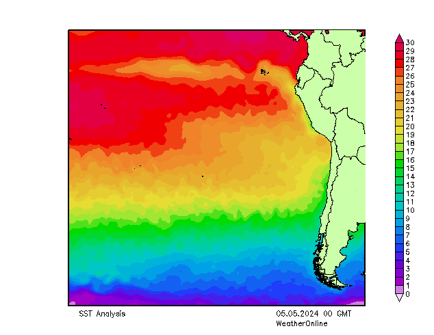 Pasifik SST Paz 05.05.2024 00 UTC