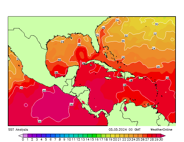 Caribe SST Dom 05.05.2024 00 UTC