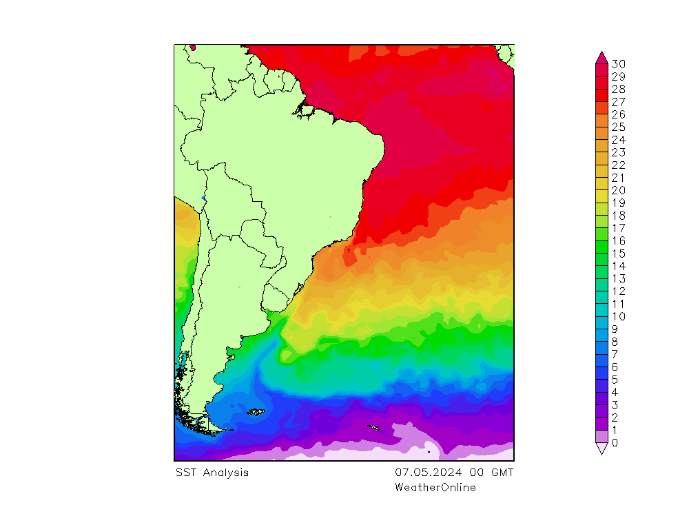 Atlantic Ocean SST  07.05.2024 00 UTC