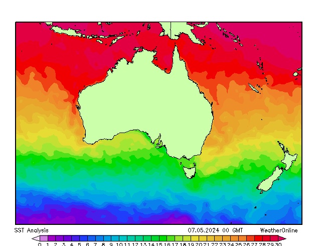 Australia SST wto. 07.05.2024 00 UTC
