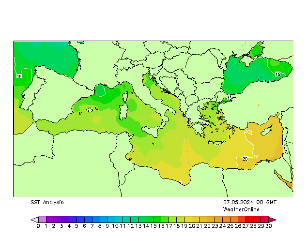 Mediterranean SST Tu 07.05.2024 00 UTC