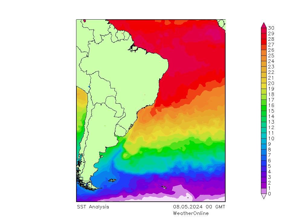 Océan Atlantique SST mer 08.05.2024 00 UTC