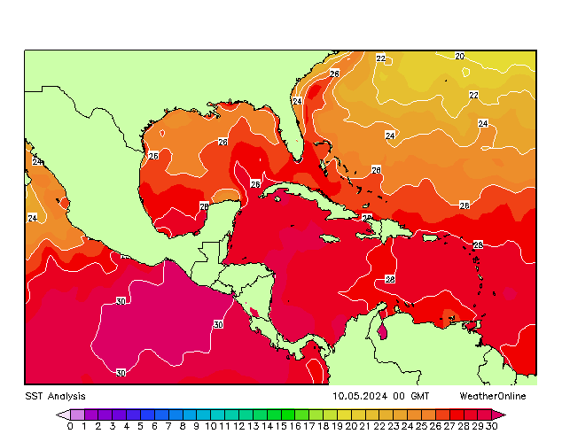 Вест-Индия SST пт 10.05.2024 00 UTC