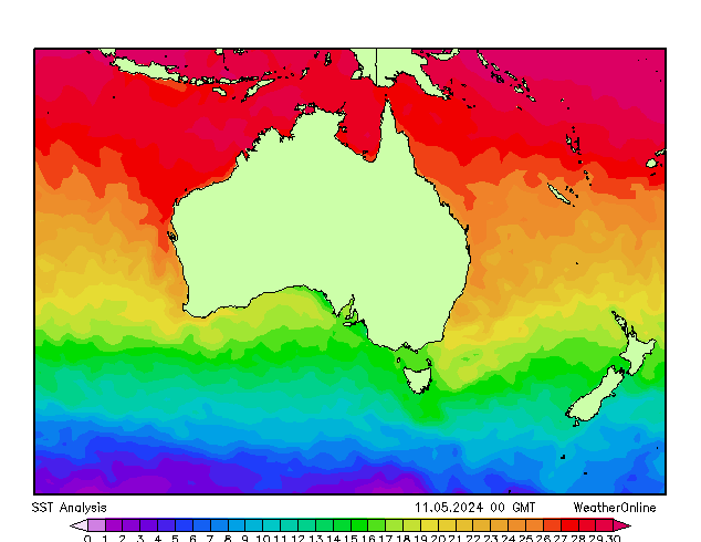 Australia SST sab 11.05.2024 00 UTC