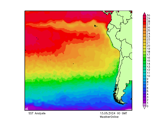 Тихий Океан SST пн 13.05.2024 00 UTC