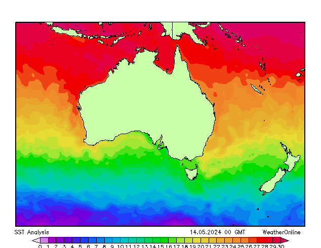 Australia SST Tu 14.05.2024 00 UTC