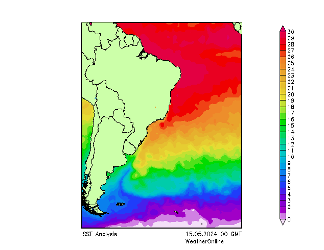 Océano Atlántico SST mié 15.05.2024 00 UTC