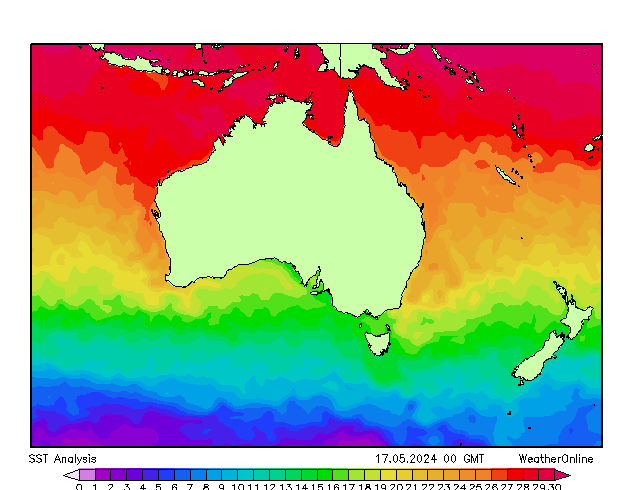 Australia SST Pá 17.05.2024 00 UTC