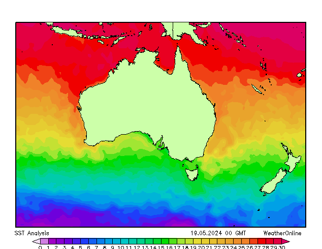 Australia SST nie. 19.05.2024 00 UTC