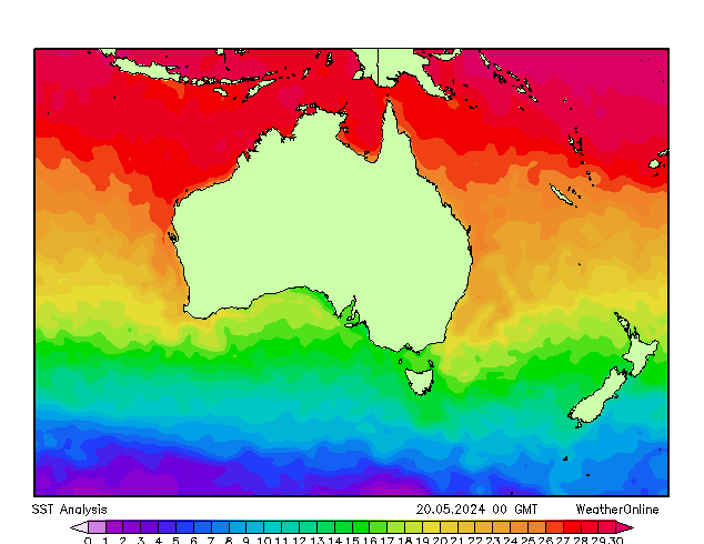 Австралия SST пн 20.05.2024 00 UTC
