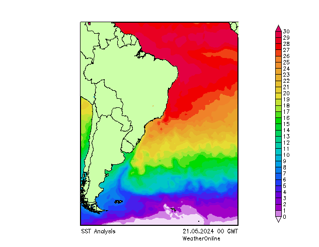 Atlantic Ocean SST  21.05.2024 00 UTC