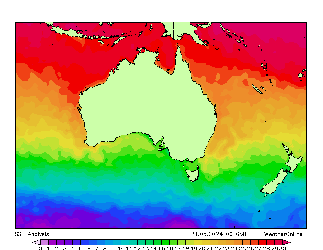 Australia SST Tu 21.05.2024 00 UTC