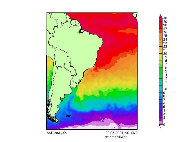Atlantic Ocean SST We 22.05.2024 00 UTC