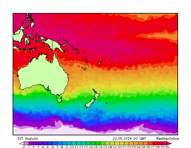 Pasifik SST Çar 22.05.2024 00 UTC