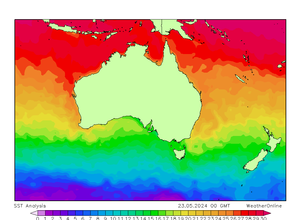 Australia SST Th 23.05.2024 00 UTC