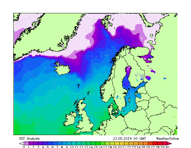 Atlantic North SST Th 23.05.2024 00 UTC