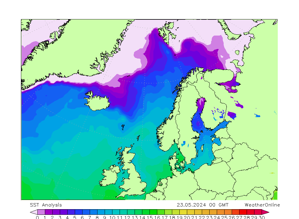 Atlantic North SST jue 23.05.2024 00 UTC