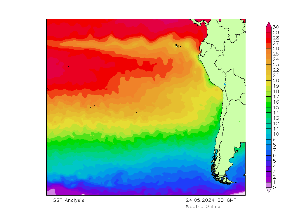 Pacifik SST Pá 24.05.2024 00 UTC