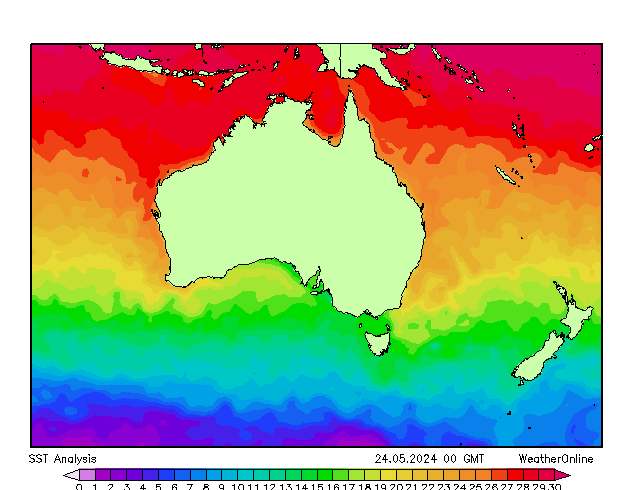 Australia SST Pá 24.05.2024 00 UTC