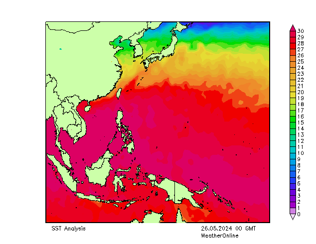 Pacifico SST dom 26.05.2024 00 UTC